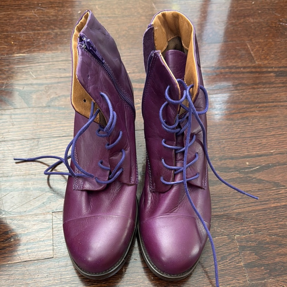 Purple Leather Women's Boots